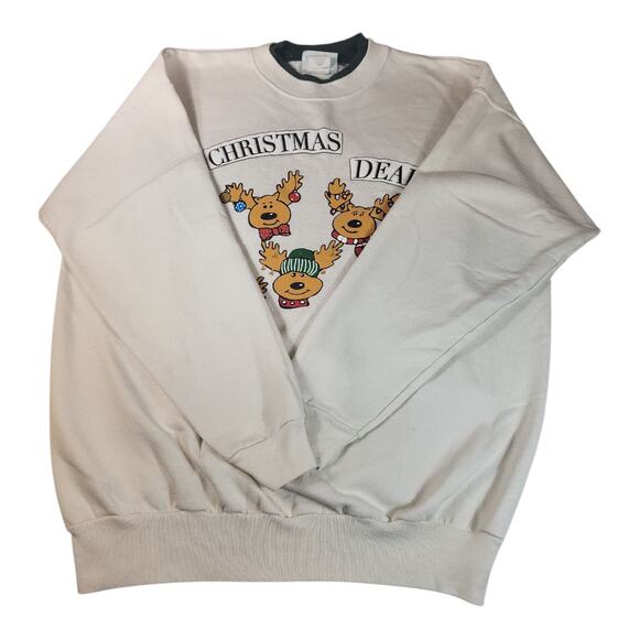 Vintage MC Sportswear Double Crew Christmas Dears Graphic Sweatshirt Large - Picture 3 of 7